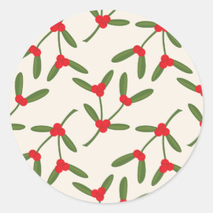 Elegante Weihnachten Winter Beeren Festtage Runder Aufkleber