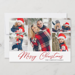 Elegante Weihnachts-5-Foto-Collage moderne Gratula Feiertagskarte