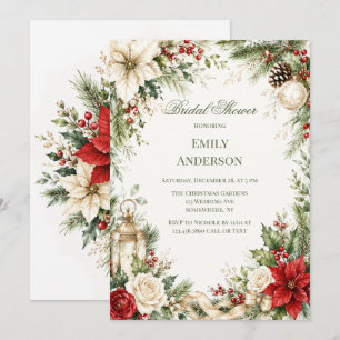 Elegante Weihnachts-Blumen-Brautparty Einladung