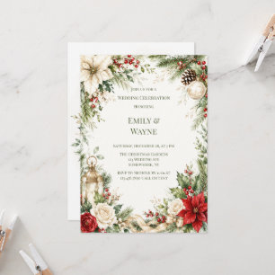 Elegante Weihnachts-Blumen-Hochzeitsfeier Einladung