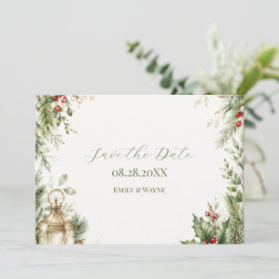 Elegante Weihnachts-Blumenhochzeit Save The Date