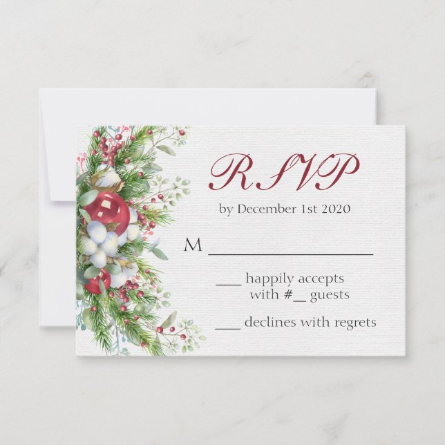 Elegante Weihnachts-Blumenkarte RSVP-Karte RSVP Karte (Vorderseite)