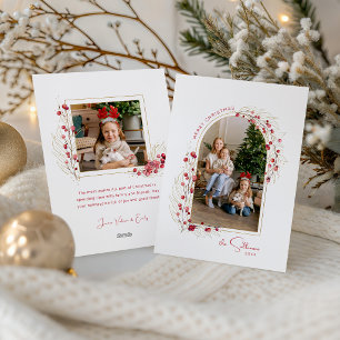 Elegante Weihnachts-Botanik-Bogen-Foto Feiertagskarte