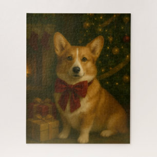 Elegante Weihnachts-Corgi-Spielabend Puzzle