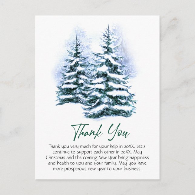 Elegante Weihnachts Corporate Danke Postkarte (Vorderseite)