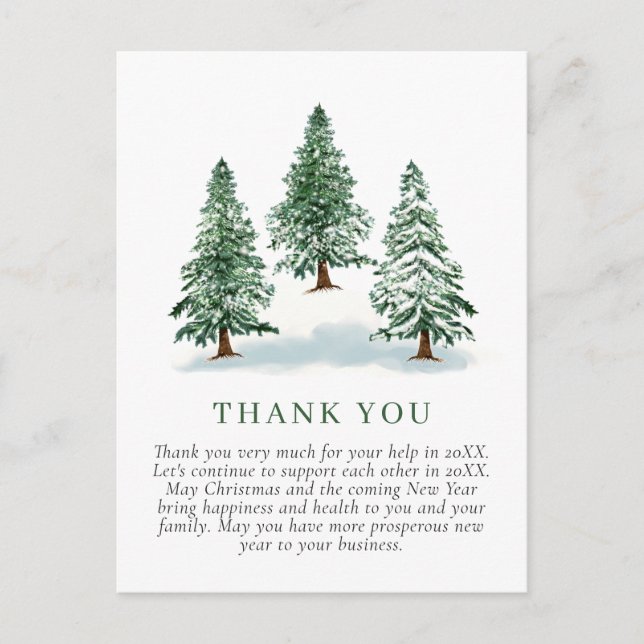 Elegante Weihnachts Corporate Danke Postkarte (Vorderseite)