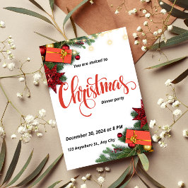 Elegante Weihnachts-Dinner Party Einladung