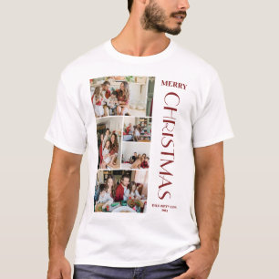 Elegante Weihnachts-Einfache Familienfoto-Collage T-Shirt