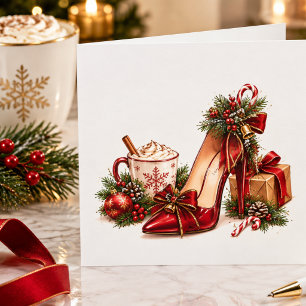 Elegante Weihnachts-Einladung mit hohen Absätzen – Einladung