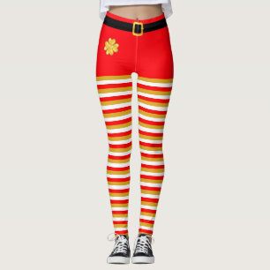 Elegante Weihnachts-Elf gestreifte Leggings