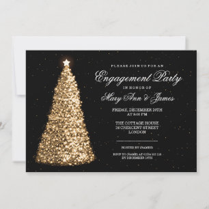 Elegante Weihnachts-Engagement-Partei Gold Einladung