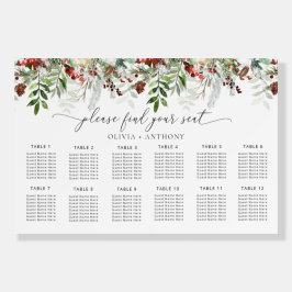 Elegante Weihnachts-Evergreen Hochzeitssitzkarte
