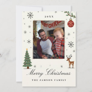 Elegante Weihnachts-Familienfotokarte Einladung