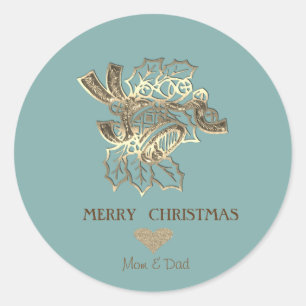 Elegante Weihnachts-Faux-Goldglocke Runder Aufkleber
