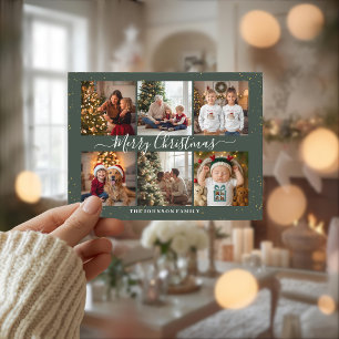 Elegante Weihnachts-Fotocollage Feiertagspostkarte