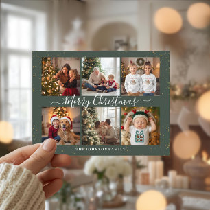 Elegante Weihnachts-Fotocollage Feiertagspostkarte
