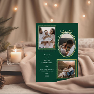 Elegante Weihnachts-Fotokarte Drei-Foto-Layout Folien Feiertagskarte