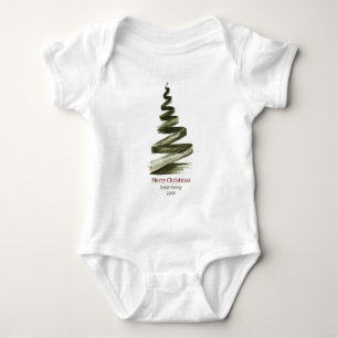 Elegante Weihnachts-Grüne Bäume Wasserfarbe Baby Strampler