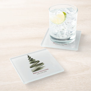 Elegante Weihnachts-Grüne Bäume Wasserfarbe Glasuntersetzer