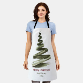 Elegante Weihnachts-Grüne Bäume Wasserfarbe Schürze