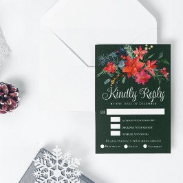 Elegante Weihnachts-Grüne Hochzeit-RSVP-Karte RSVP Karte