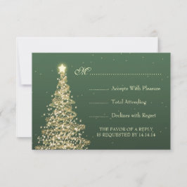 Elegante Weihnachts-Hochzeit RSVP Gold Green Karte