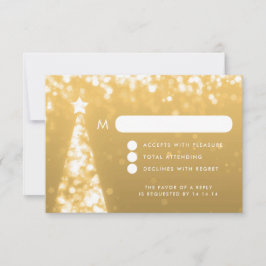 Elegante Weihnachts-Hochzeit RSVP Gold Karte