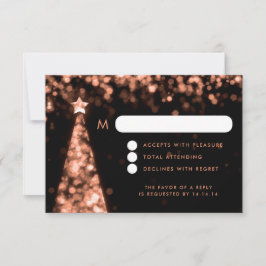 Elegante Weihnachts-Hochzeit RSVP Rose Gold Karte