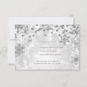 Elegante Weihnachts-Hochzeit RSVP Sparkle Silver