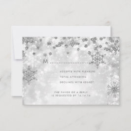 Elegante Weihnachts-Hochzeit RSVP Sparkle Silver Karte