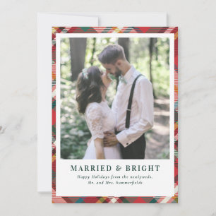 Elegante Weihnachts-Karo-Hochzeit und helles Foto Feiertagskarte