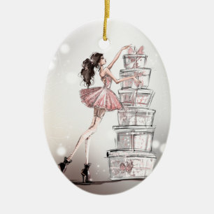 Elegante Weihnachts-Mode-Illustration Keramik Ornament