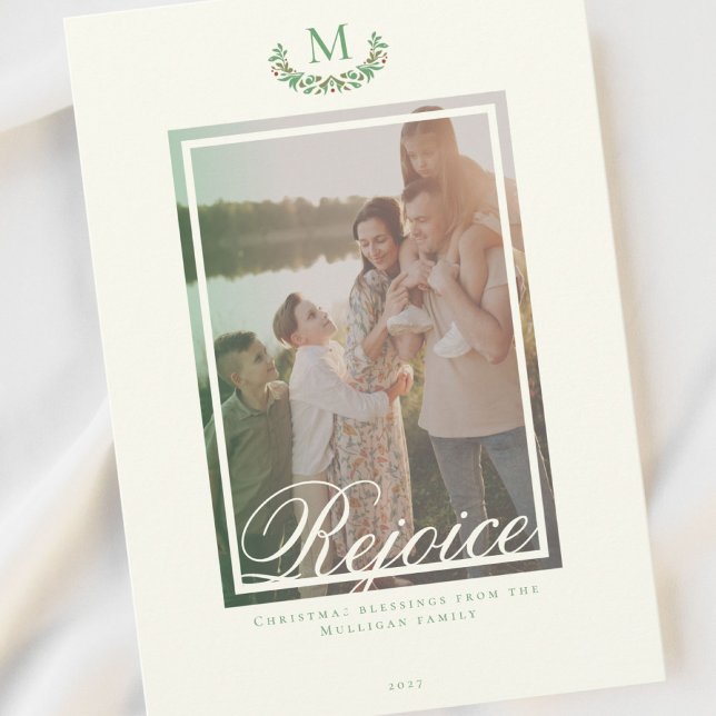 Elegante Weihnachts-Monogramm-Foto-Weihnachtskarte Feiertagskarte (Von Creator hochgeladen)
