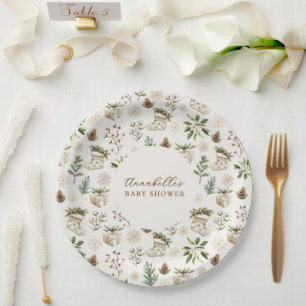 Elegante Weihnachts- oder Winterkindusche Pappteller