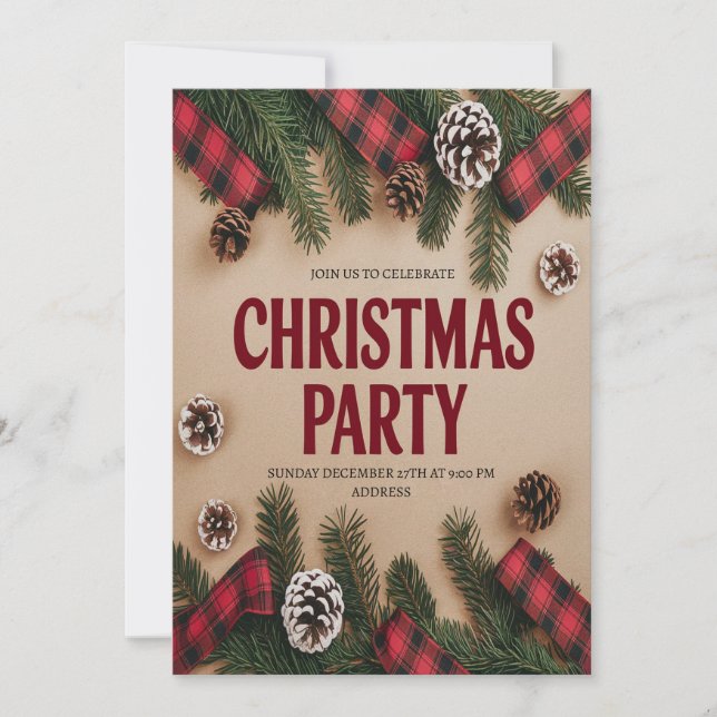Elegante Weihnachts-Party Einladung (Vorderseite)