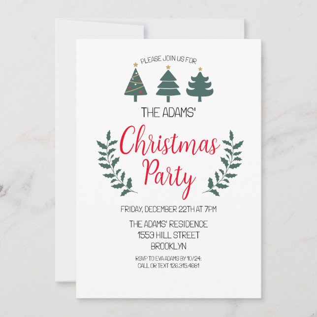 Elegante Weihnachts-Party Einladung (Vorderseite)