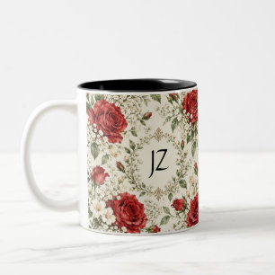 Elegante Weihnachts-Poinsettie & Stechpalme im Vin Zweifarbige Tasse