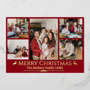 Elegante Weihnachts-Rentierfamilie Foto Collage Folien Feiertagskarte
