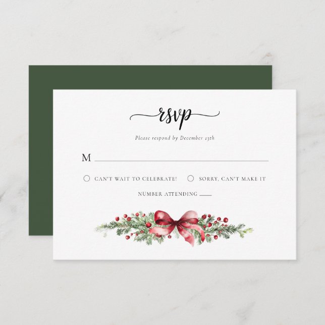 Elegante Weihnachts-RSVP-Karte RSVP Karte (Vorne/Hinten)