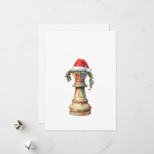 Elegante Weihnachts-Schachkarte – Aquarell-König Feiertagskarte
