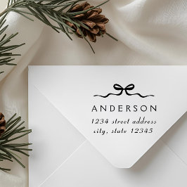 Elegante Weihnachts-Schleife Familienname Rücksend Gummistempel