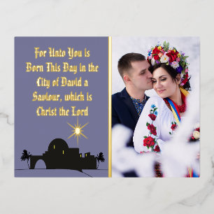 Elegante Weihnachts-Schriftfoto Folien Feiertagspostkarte
