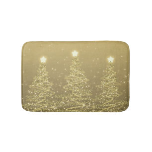 Elegante Weihnachts Sparkling Bäume Gold  Badematte