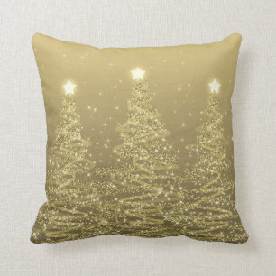 Elegante Weihnachts Sparkling Bäume Gold  Kissen