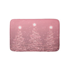 Elegante Weihnachts Sparkling Bäume Rose Gold  Badematte