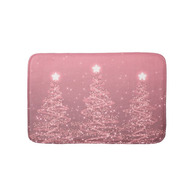 Elegante Weihnachts Sparkling Bäume Rose Gold  Badematte (Vorderseite)