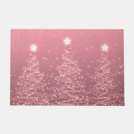 Elegante Weihnachts Sparkling Bäume Rose Gold  Fußmatte