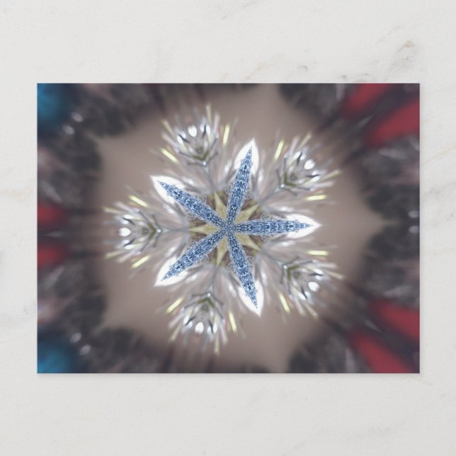 Elegante Weihnachts-Star Shiny Blue White Feiertagspostkarte (Vorderseite)