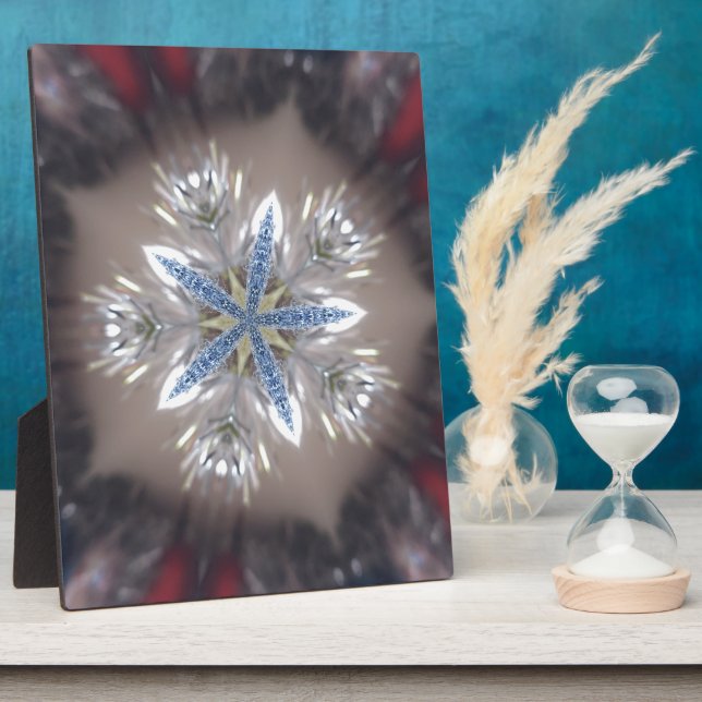 Elegante Weihnachts-Star Shiny Blue White Fotoplatte (Seite)