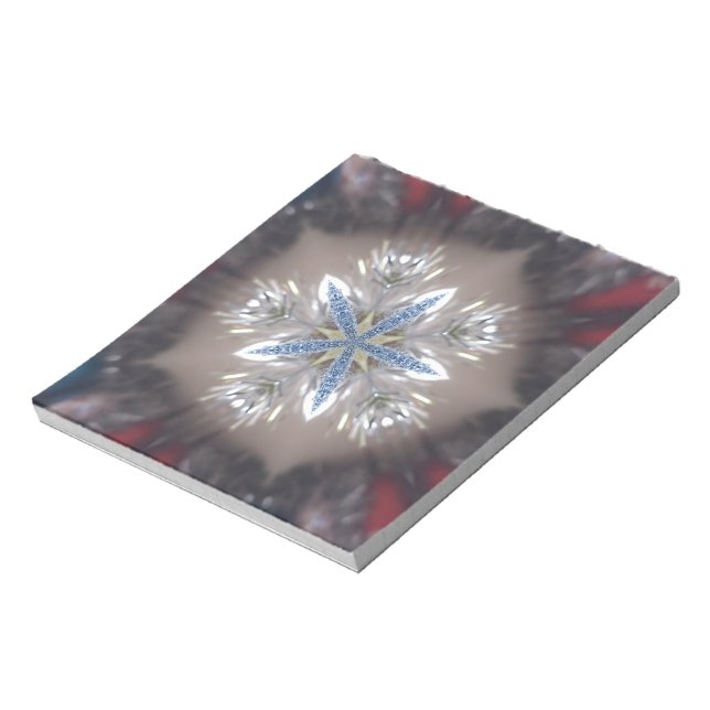 Elegante Weihnachts-Star Shiny Blue White Notizblock (Rotiert)